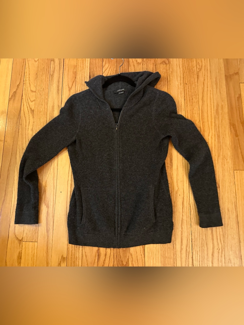 Christopher Fischer Charcoal Gray Cashmere Hooded Zip Cardigan Sweater